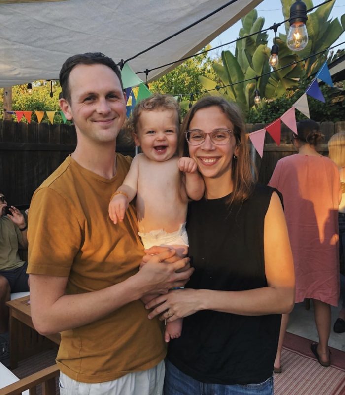 Anna Koons with husband and son