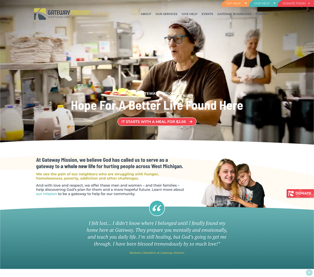 After: Gateway Mission's new website